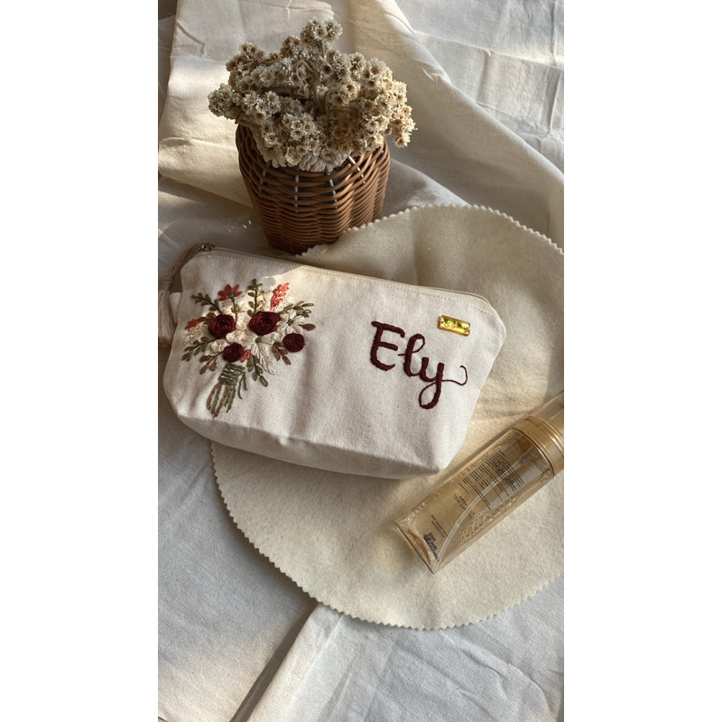 FLOWERS GIFT MAKE UP POUCH EMBROIDERY| กระเป๋าสั่งทําพิเศษ