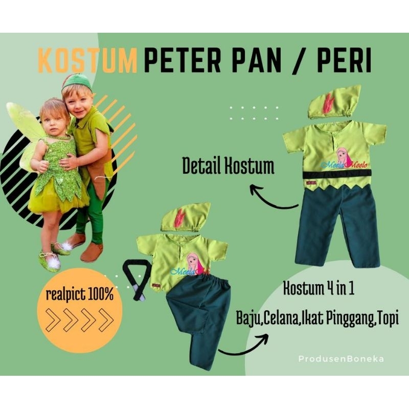HIJAU Peter Pan Disney คอสเพลย์เสื้อนางฟ้าสีเขียว / ชุดเครื่องแต่งกาย Peter Pan Halloween Carnival F