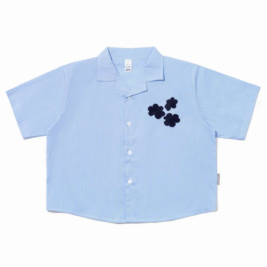 KEMEJA JAVAJONES Crop Boxy Cotton Shirt Andrew Stripes | เสื้อผู้ชายและผู้หญิง