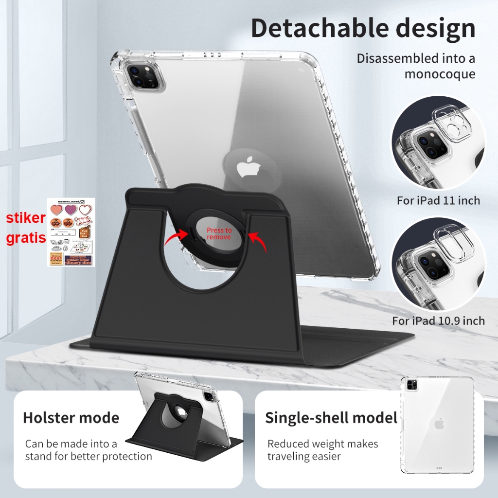 เคส IPad ที่ถอดออกได้อัพเกรดปลอกอะคริลิค iPad สําหรับ iPad10/9/8/7 - iPad Air 4 Air 5 Pro 11 "M1/M2 