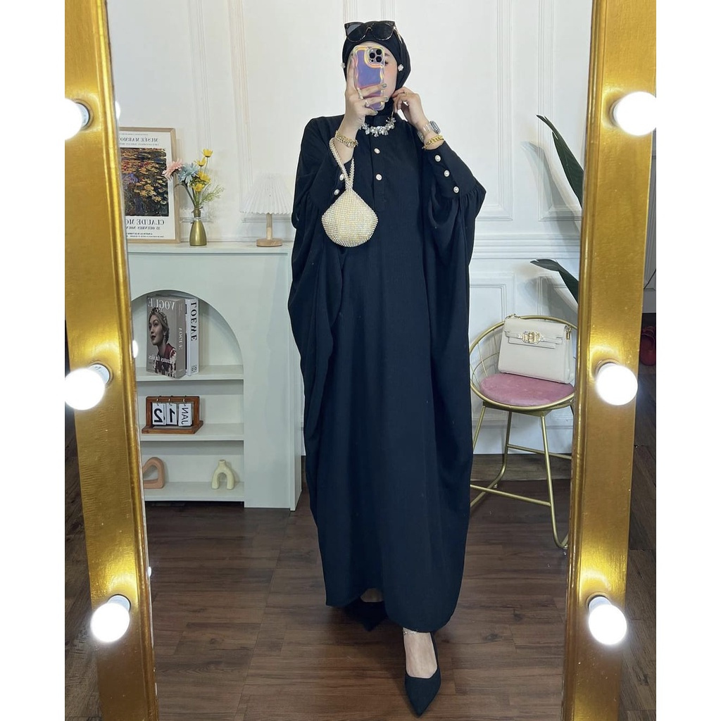 NILAM GAMIS DRESS KAFTAN WOMENS TOP ABAYA CRINKLE AIRFLOW PREMIUM (KJI) Grossirahijabsolo