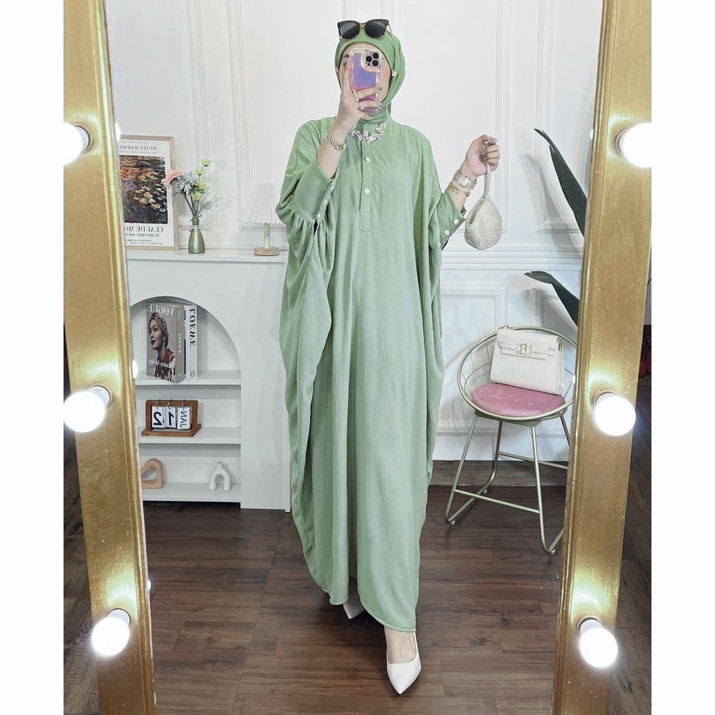 NILAM GAMIS DRESS KAFTAN WOMENS TOP ABAYA CRINKLE AIRFLOW PREMIUM (KJI) Grossirahijabsolo