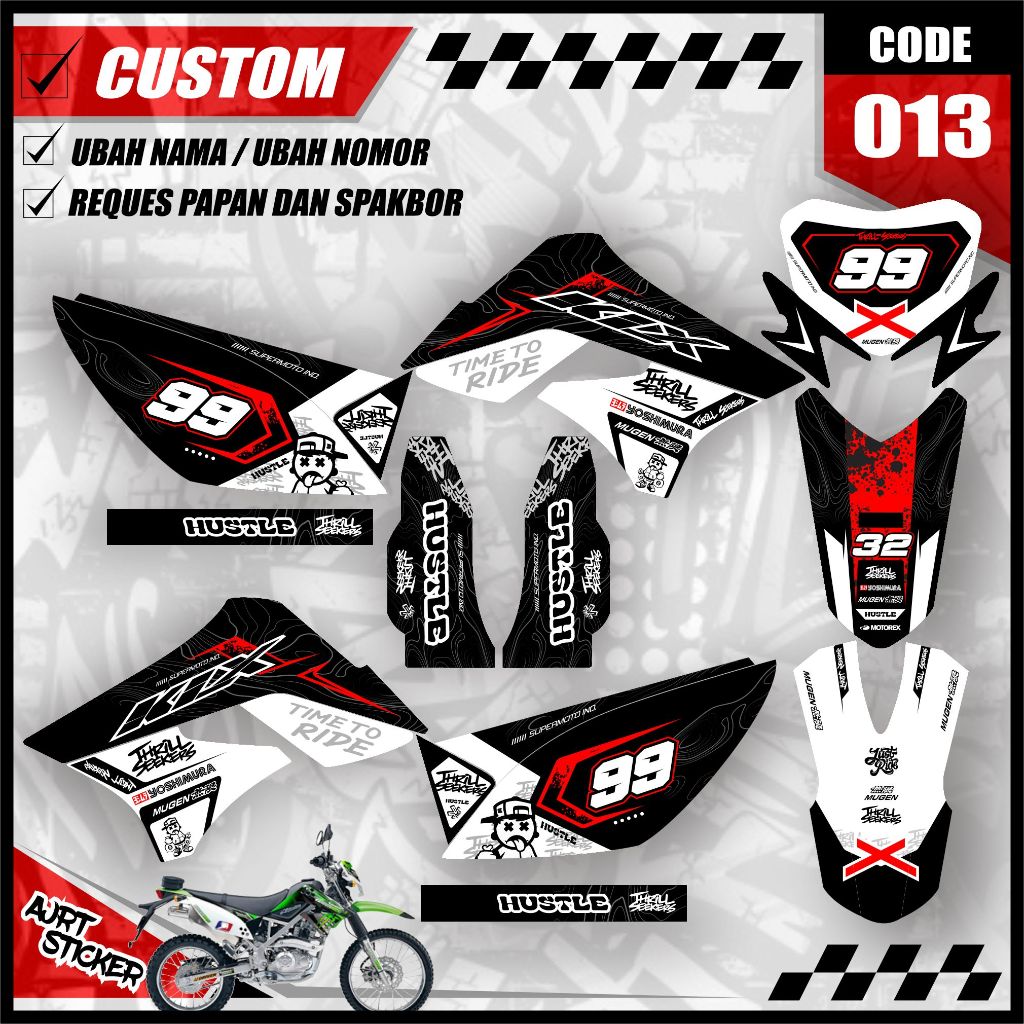 OLD KAWASAKI KLX DECAL - NAME AND NUMBER MAY BE REQUESTED AJR.RA.013