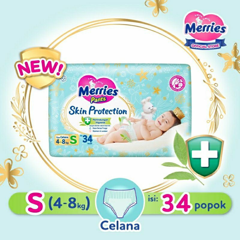 Merries Skin Protection S34 M30 L26 XL22 / Merries Protection S34 M30 L26 XL22 / ผ้าอ้อมเด็ก Merries