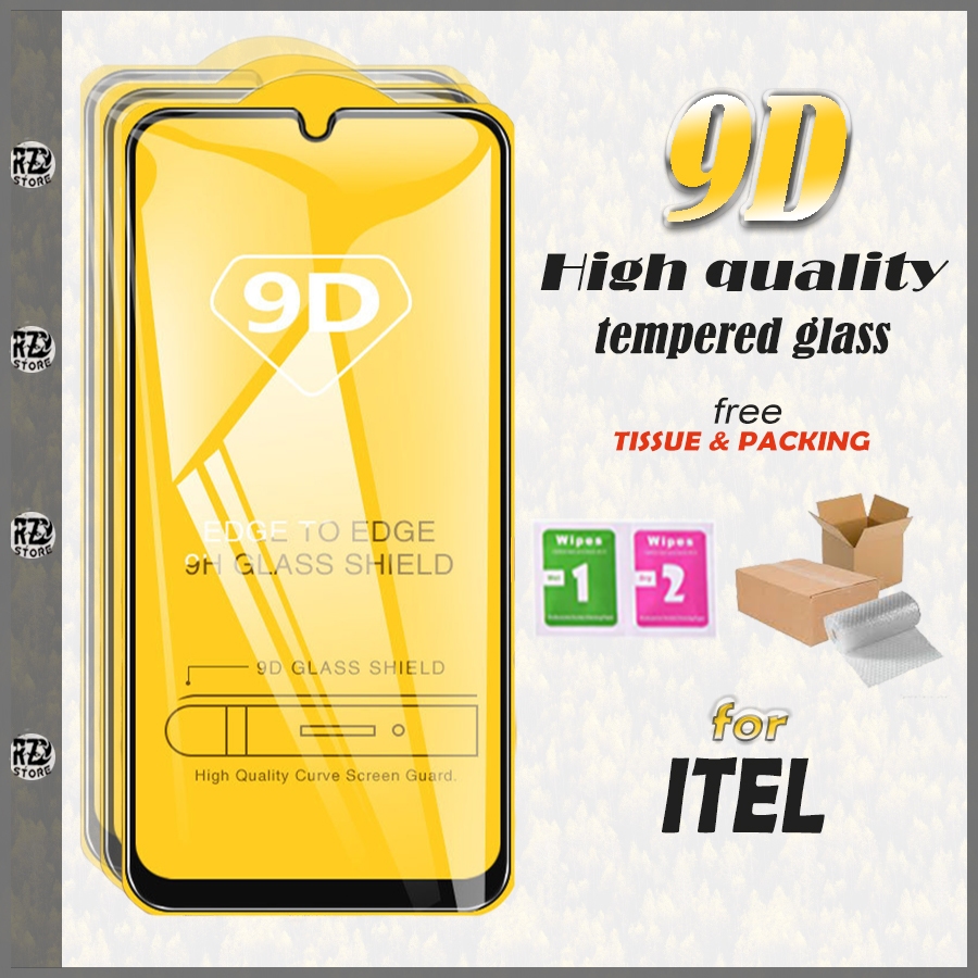 กระจกนิรภัย ITEL TG FULL 9D CLEAR glass ITEL S23 A70 TECNO SPARK 5 6 20C 60 RZ HP ACCESSORIES
