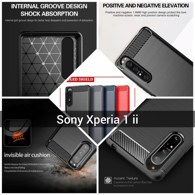 เคส Sony Xperia 1 ii mark Soft Case แปรงคาร ์ บอนไฟเบอร ์ กันกระแทก XQ-AT51, XQ-AT52, SOG01, XQ-AT42 1II 1II