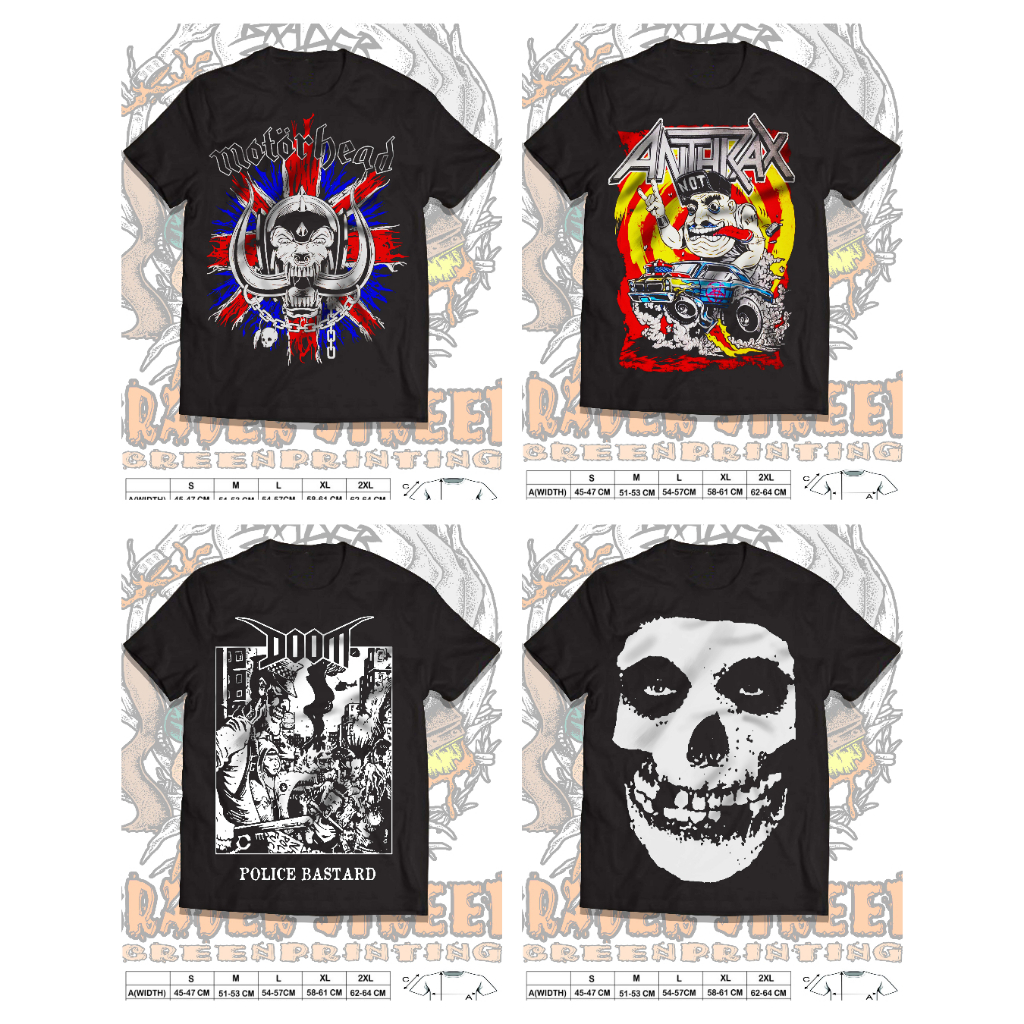 เสื้อยืด DOOM PUNK BAND เสื้อยืด MOTORHEAD PUNK MISFTS PUNK T-SHIRT.ANTAAX PUNK เสื้อยืด BAND T-SHIR