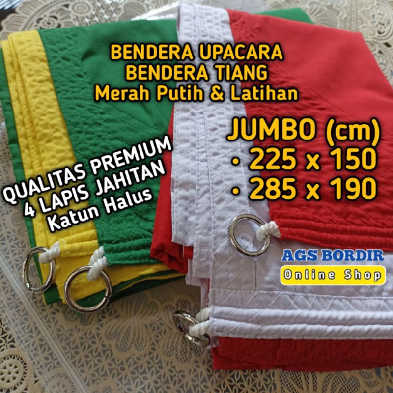 KATUN MERAH JUMBO RED AND WHITE FLAG PREMIUM FINE COTTON CEREMONY POLE FLAG TRAINING FLAG