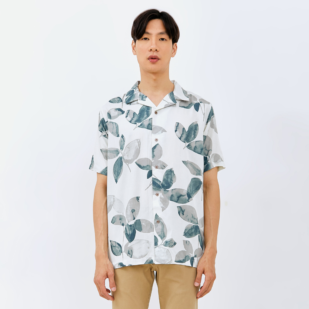 Hijau KEMEJA M231 New Terrain Green Short Hawaiian Printing Men & 39;s Shirt 3179B