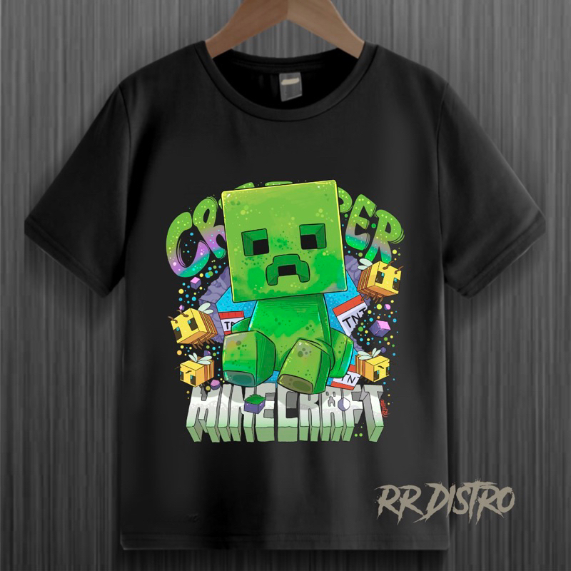 เสื้อยืด พิมพ์ลาย Creeper Minecraft Distro สําหรับเด็ก