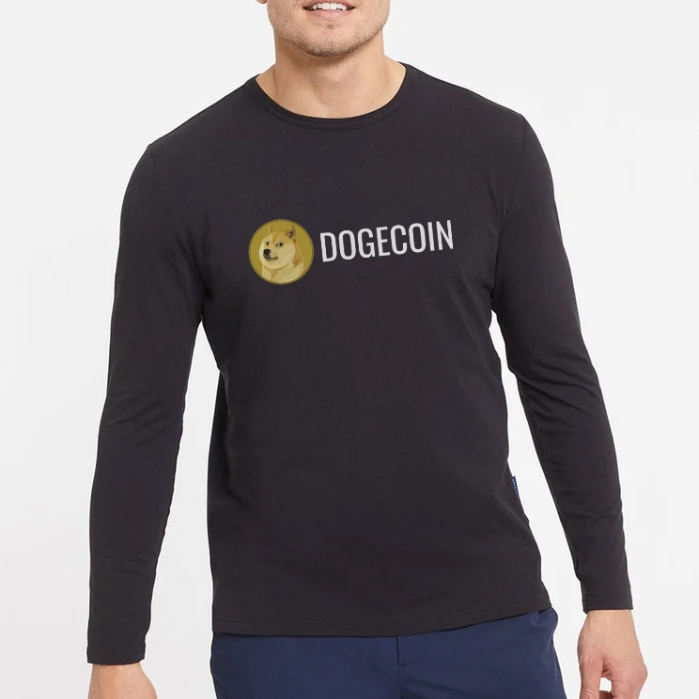 DOGECOIN doge Crypto Meme Coin เสื้อยืดแขนยาว เสื้อผ้าพรีเมี่ยม
