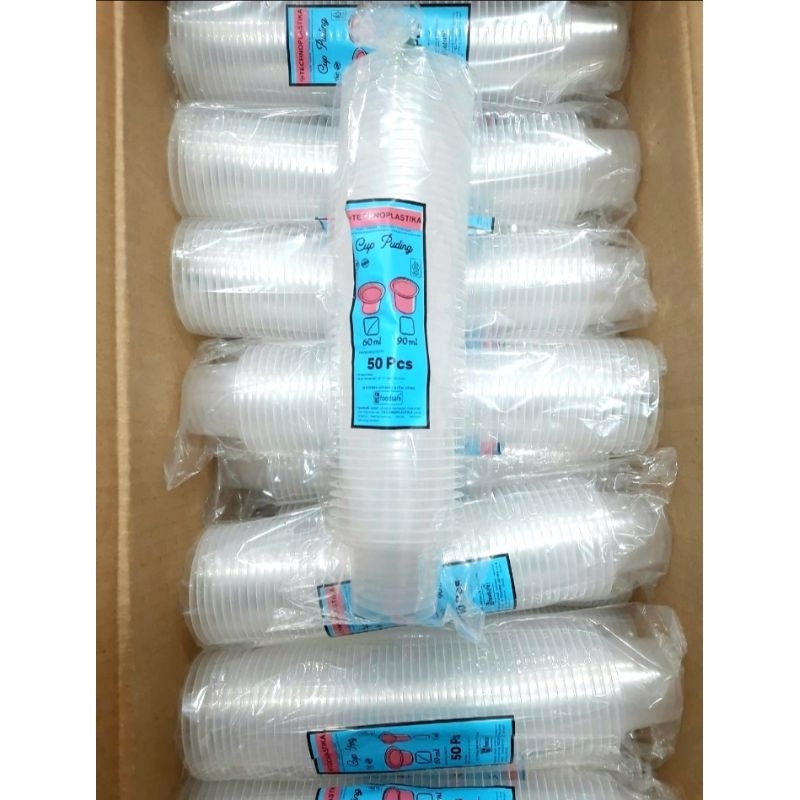 Techno Pudding Cup / Pudding Cup ขนาด 60ml + ฝาต่อเลอะเทอะ บรรจุ 50