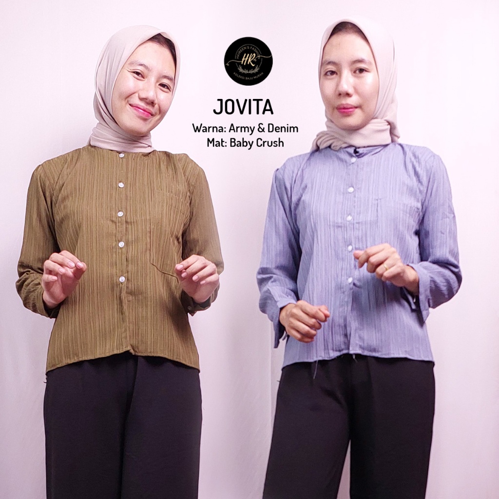 KEMEJA HR Fashion - เสื้อเชิ้ต JOVITA Basic Baby Crush แขนยาวธรรมดาสําหรับผู้หญิง