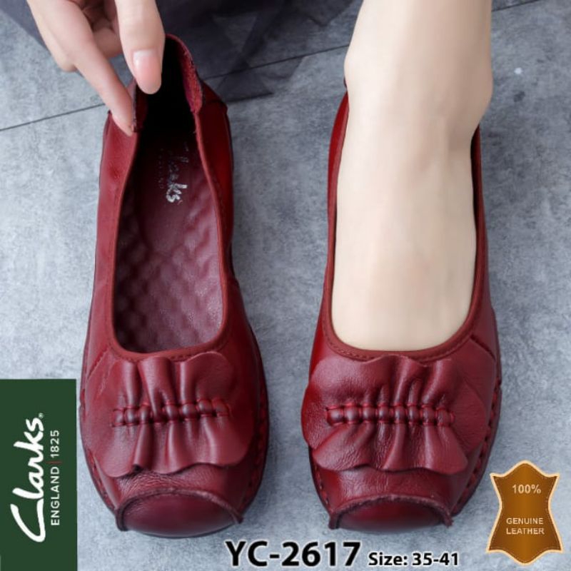 Clarks leaf Shoes/clarks flat yc-2617 leather/clarks leaf daun รองเท ้ าแตะผู ้ หญิง