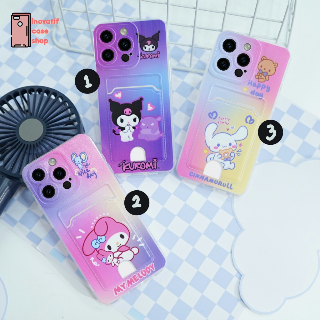 น่ารัก Motif Card Slot Case [CS02] สําหรับ VIVO Y17S Y16 Y22 Y02 Y35 Y12 Y12S Y20 Y15 Y17 Y15S Y21 Y