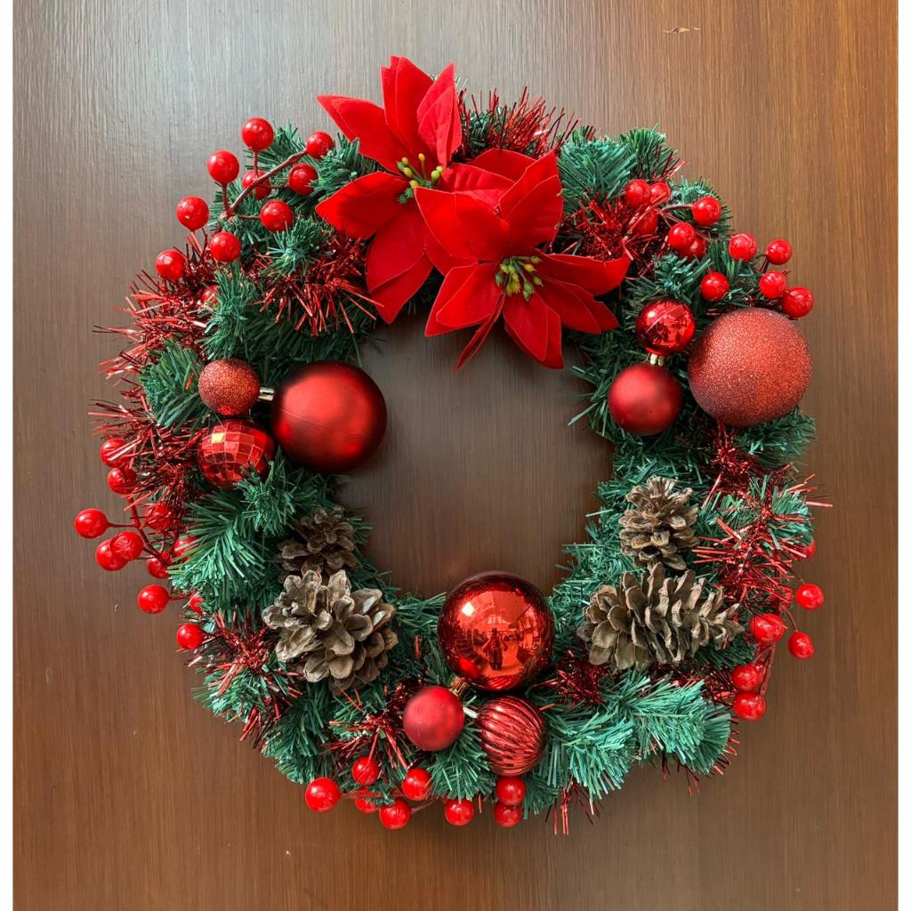 CHRISTMAS WREATH 30 ซม./CHRISTMAS ORAMENTS CHRISTMAS ประตูตกแต่ง/CHRISTMAS FAUCET