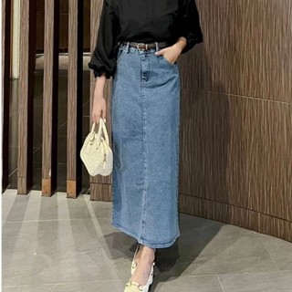 ROK THEANA JEANS BUTTON MAXI SKIRT ROK KANCING PANJANG WANITA HIGHWAIST ROK JINS DENIM MURAH TERBARU KOREAN STYLE