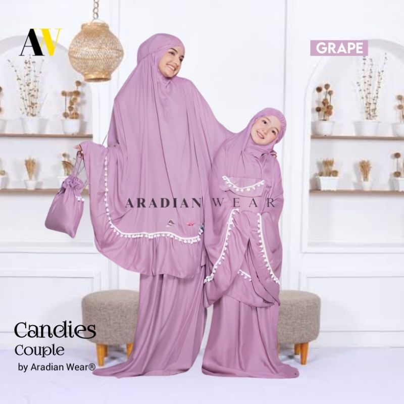 [Aradiana] CANDIES COUPLE Mukena COUPLE แม่และเด็กธรรมดา POMPOM Candies โดย Arandian Wear