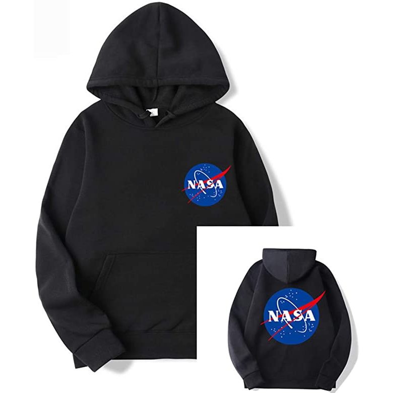 เสื้อฮู้ด NASA Jumper พิมพ์ลายโลโก้ด้านหน้าด้านหลัง || เสื้อสเวตเตอร์มีฮู้ด NASA Fleece Size M-XL สํ