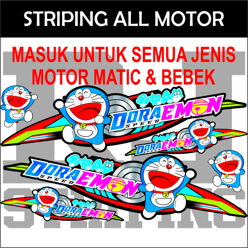 สติ๊กเกอร์ Universal Doraemon Striping สําหรับมอเตอร์ไซค์ Automatic & Underbone ทุกรุ่น