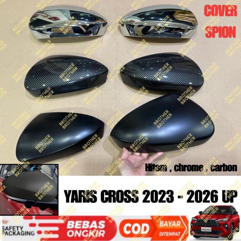 Hitam ฝาครอบกระจก Yaris Cross GR SPORT 2023 2024 2025 2026 up Black Chrome Carbon