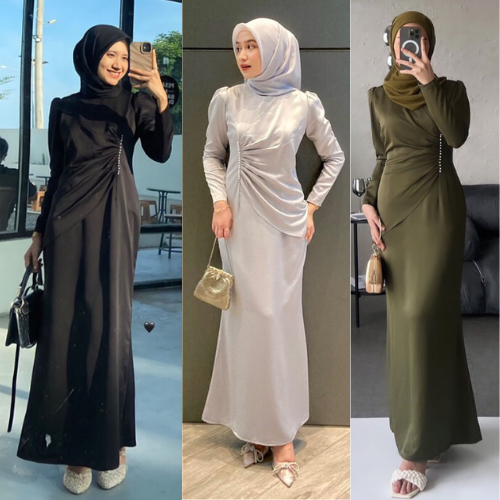 Gamis Silk Plain Satin Velvet Premium ATHIVA DRESS ชุดแต่งงานสมัยใหม่ชุดเจ้าสาวหรูหรา