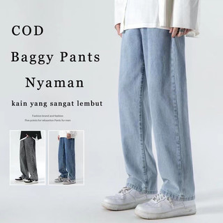 ROMINSY - Celana Panjang Jeans Pria Blue Jeans Korean Style Original Loose Straight