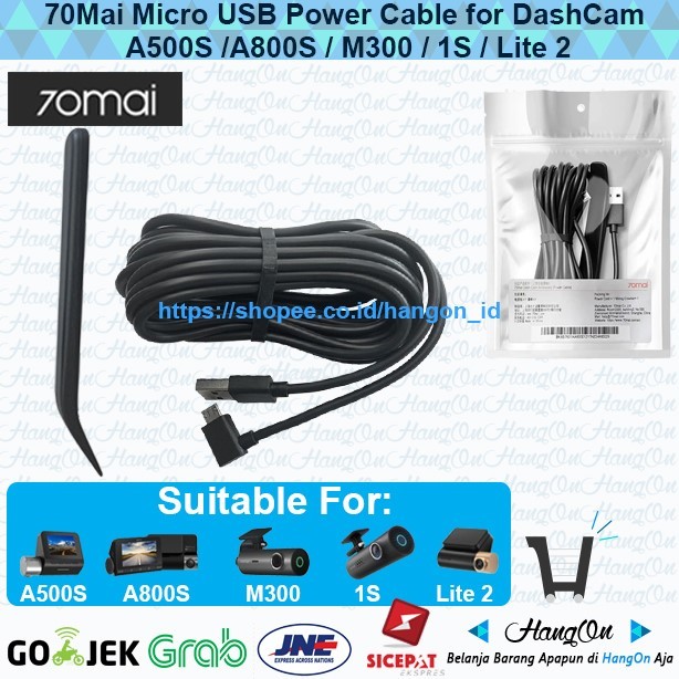 สายเคเบิลพาวเวอร์ Micro USB 70mai สําหรับกล้องติดรถยนต์ Dash Cam A800S A500S M300 1S Lite 2