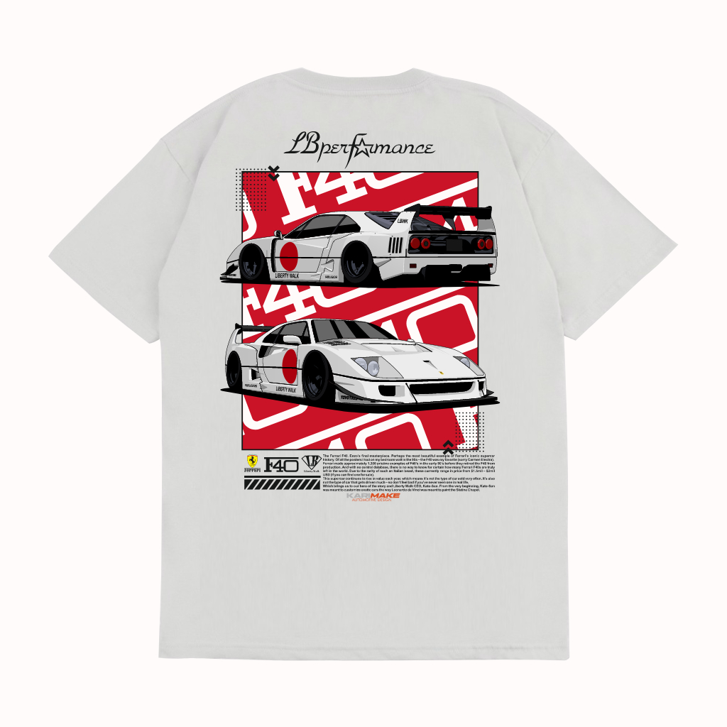 KRMK เสื้อยืด Unisex Distro เสื้อรถภาพ FERRARI F40 LBWK LIBERTY WALK V2