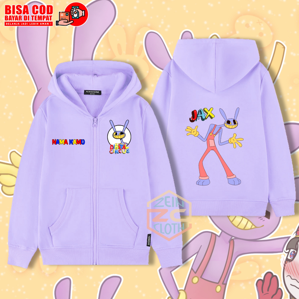 Jax Digital Circus เสื้อฮู้ดมีซิปสําหรับเด็ก / เสื้อแจ็คเก็ตซิปเด็ก Amaxing Digital Circus