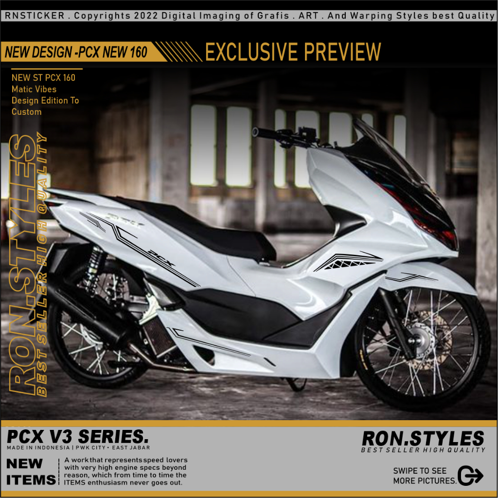V3 ตัดสติกเกอร์ STRIPING ใหม่ 2023 BODY LINE SIMPLE สไตล์ TRANSPARENT COPY สําหรับ PCX 160