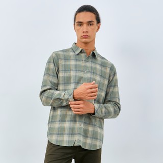 M231 Kemeja Pria Flannel Panjang Hijau Tua 0083
