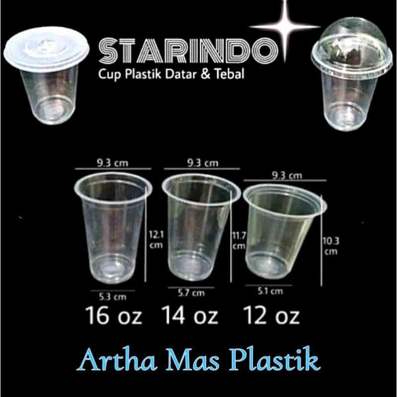 Starindo Plastic Cup 12/14/16 Oz + ฝา @50 ชิ้น