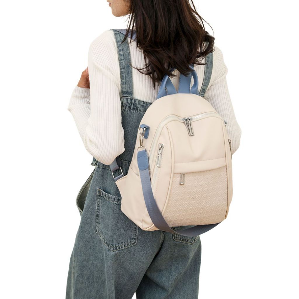 Putih เกาหลีหนังผู้หญิง & 39;S กระเป๋าเป้สะพายหลังสําหรับ TEENAGERS PREMIUM BACKPACK สําหรับ GIRLS ส