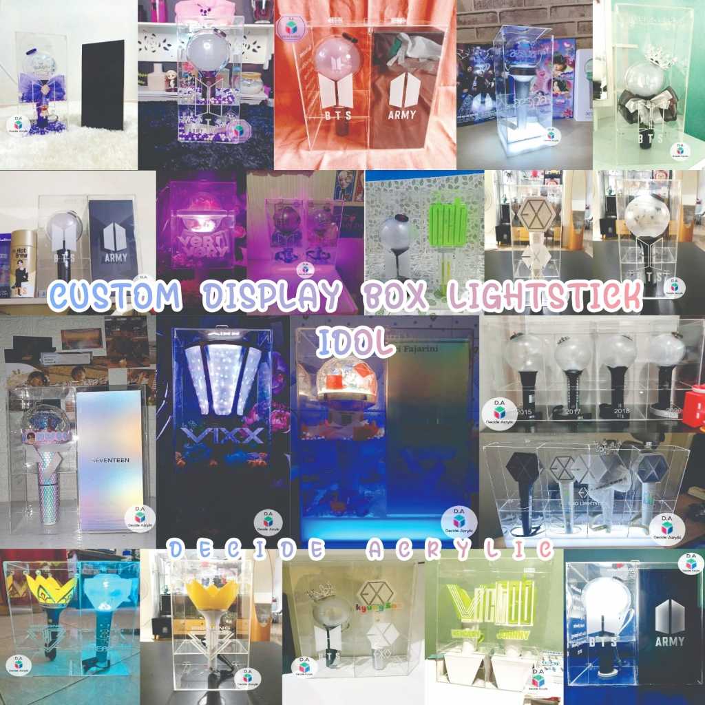 Decide อะคริลิคกล่องจอแสดงผลแบบกําหนดเอง Lightstick Idol Box BTS SEVENTEEN NCT EXO BLACKPINK สองครั้