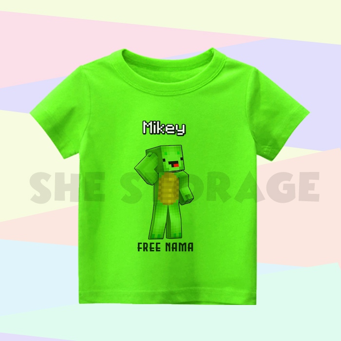 (ชื่อฟรี) Childrens CLOTHINGS T-SHIRTS MIKEY MAIZEN MINECRAFT MIKEY AND JJ MINECRAFT TOPS FOR BOYS A