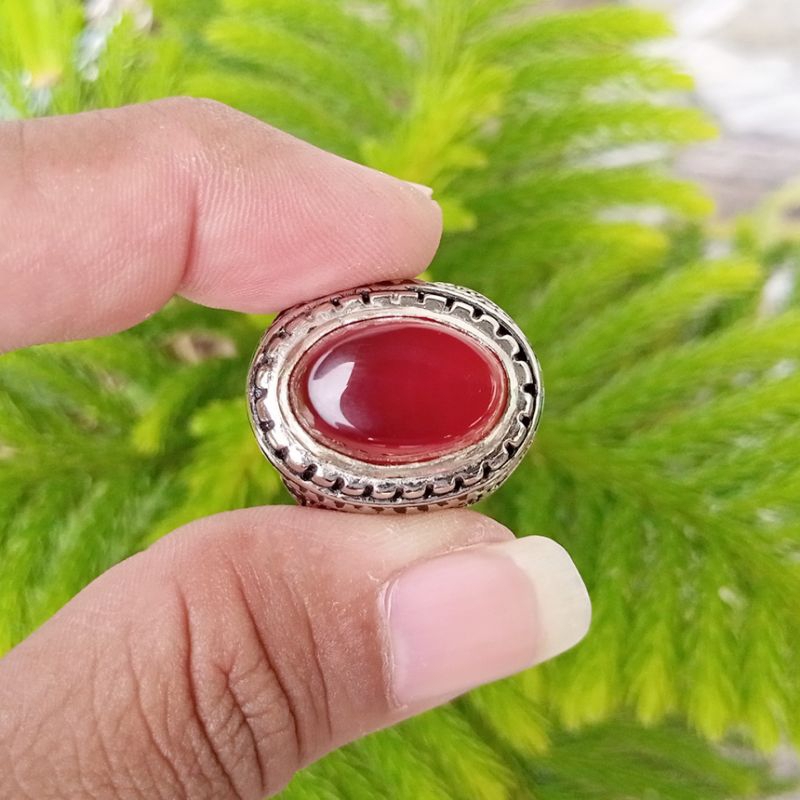 แหวนหิน Yemeni ธรรมชาติ / Yemeni Honey Sard Chalcedony