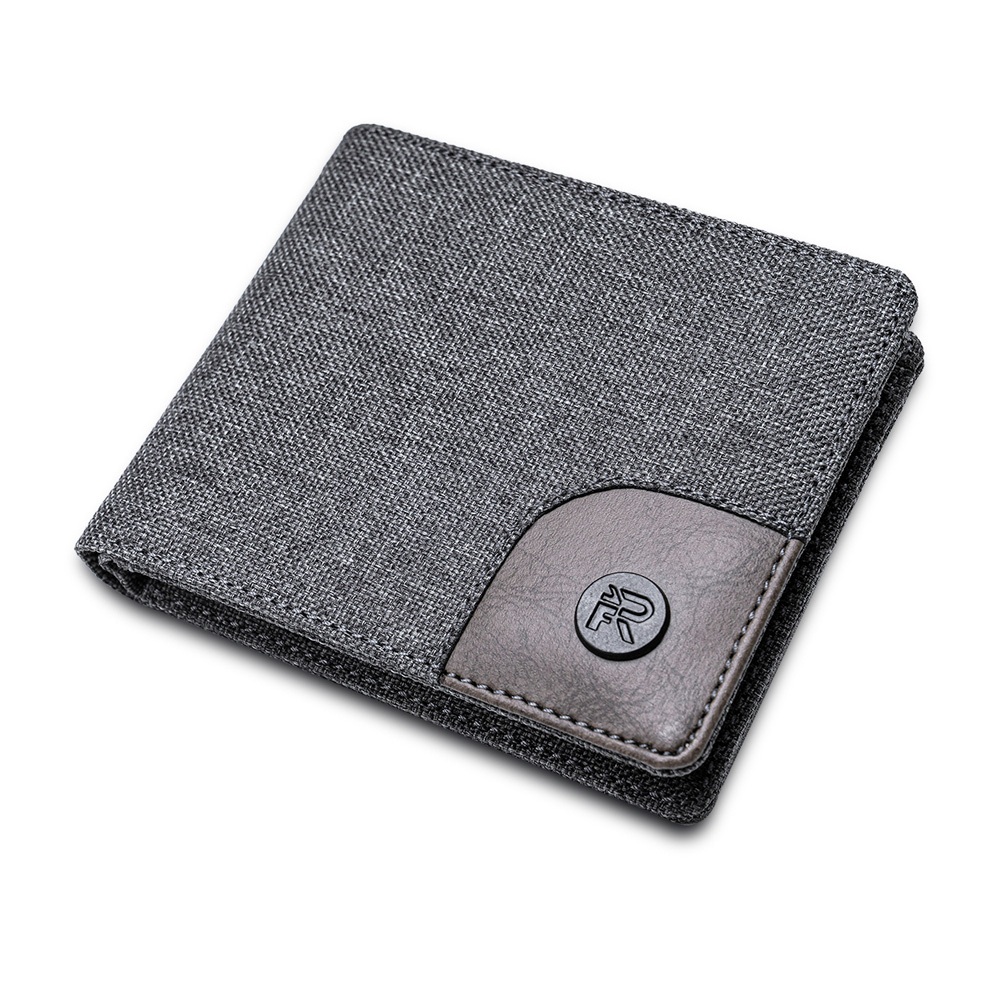 JFR JSHOP02 Mens Wallet Premium Canvas Wallet with Original Slim PU Leather Combine