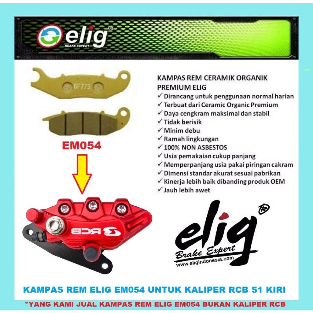 ผ้าเบรค EM054 สําหรับ RCB S1 CALIPER ซ้าย ORIGINAL CALIPER