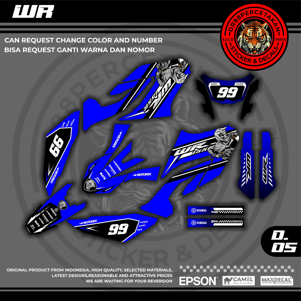 Yamaha WR155 Fullbody Glossy Doff Motorcycle Cross Decal Sticker - Custom WR 155 Motorcycle Sticker 