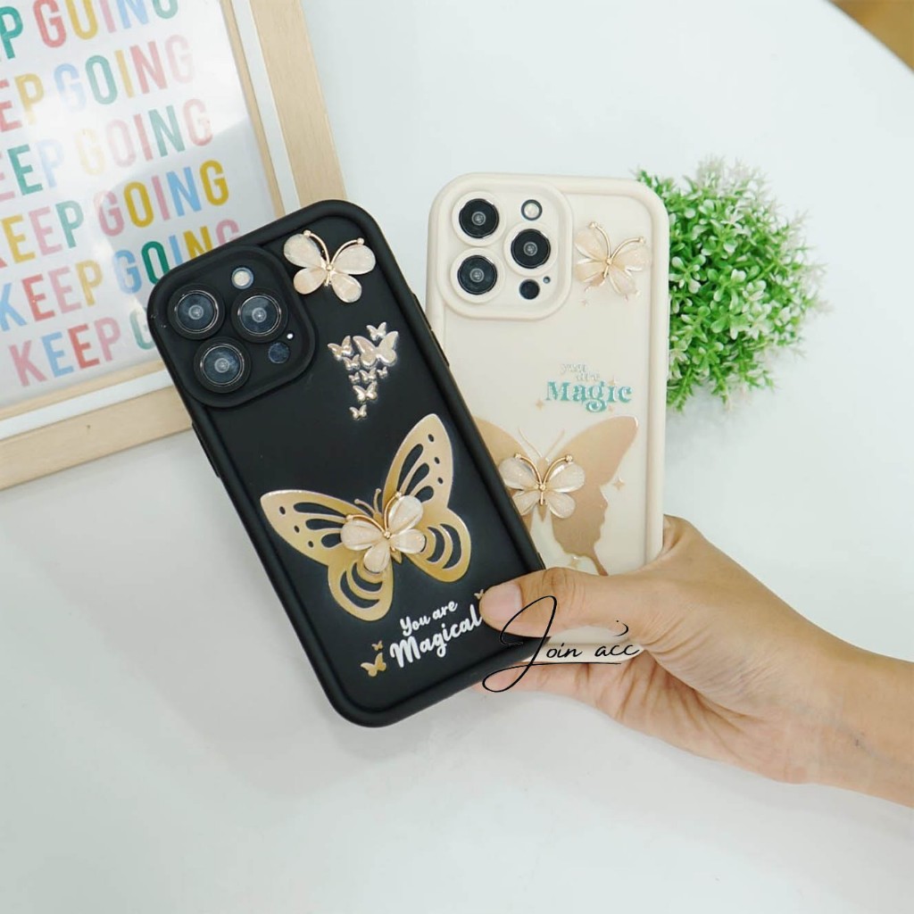 Softcase 3D ผีเสื้อทอง Vivo V29 5G Y17S Y27 V27 V25 S1PRO Y20 Y91C Y91 Y22 Z1PRO Y02 Y16 Y12 Y15S V1