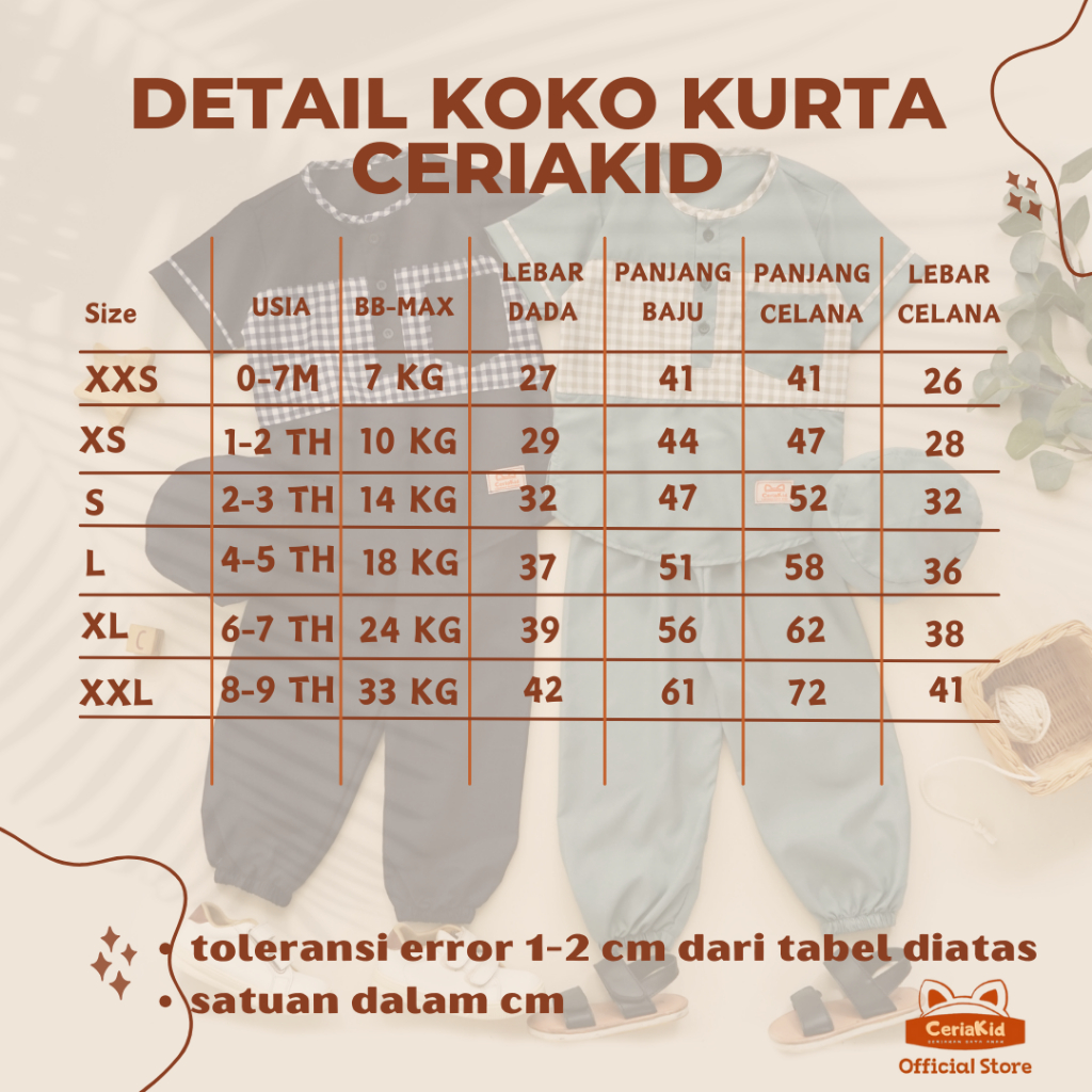 [Ceriakid] Koko Anak One Set เสื้อและกางเกงโบนัส Peci 0 1 2 4 5 6 7 8 9 ปี