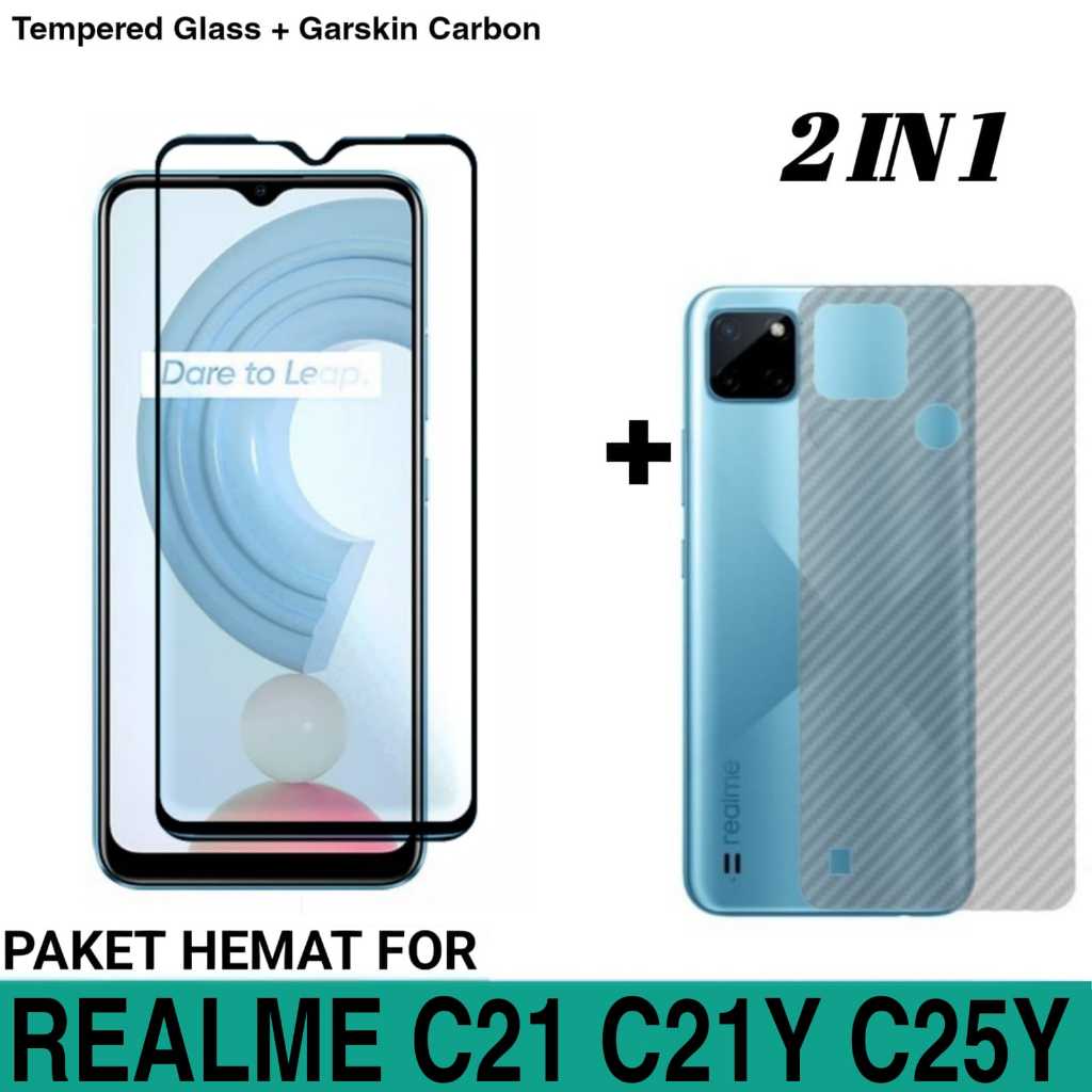 TEMPERED GLASS REALME C21Y ANTI-SCRATCH GLASS ฟรี GARSKIN CARBON 3D
