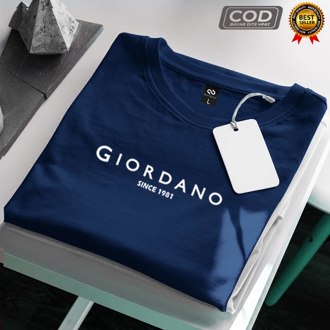 เสื้อยืดแขนสั้นผู้ชายและผู้หญิง / Giordano Sincei White Logo T-Shirts / เสื้อยืด Cotton Distro คุณภาพระดับพรีเมียม