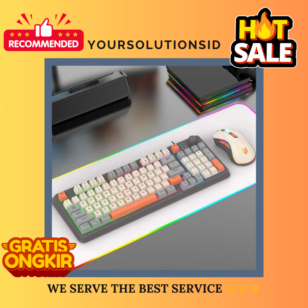 Xunfox คีย์บอร์ดเกมมิ่ง มีสาย RGB LED USB 94 คีย์ พร้อมเมาส์ - K820