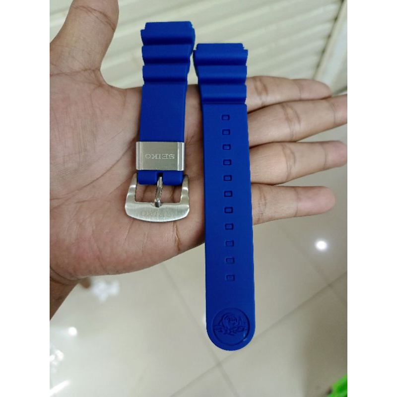 Seiko Diver สายนาฬิกาข้อมือ ยางซิลิโคน สีฟ้า 22 มม.