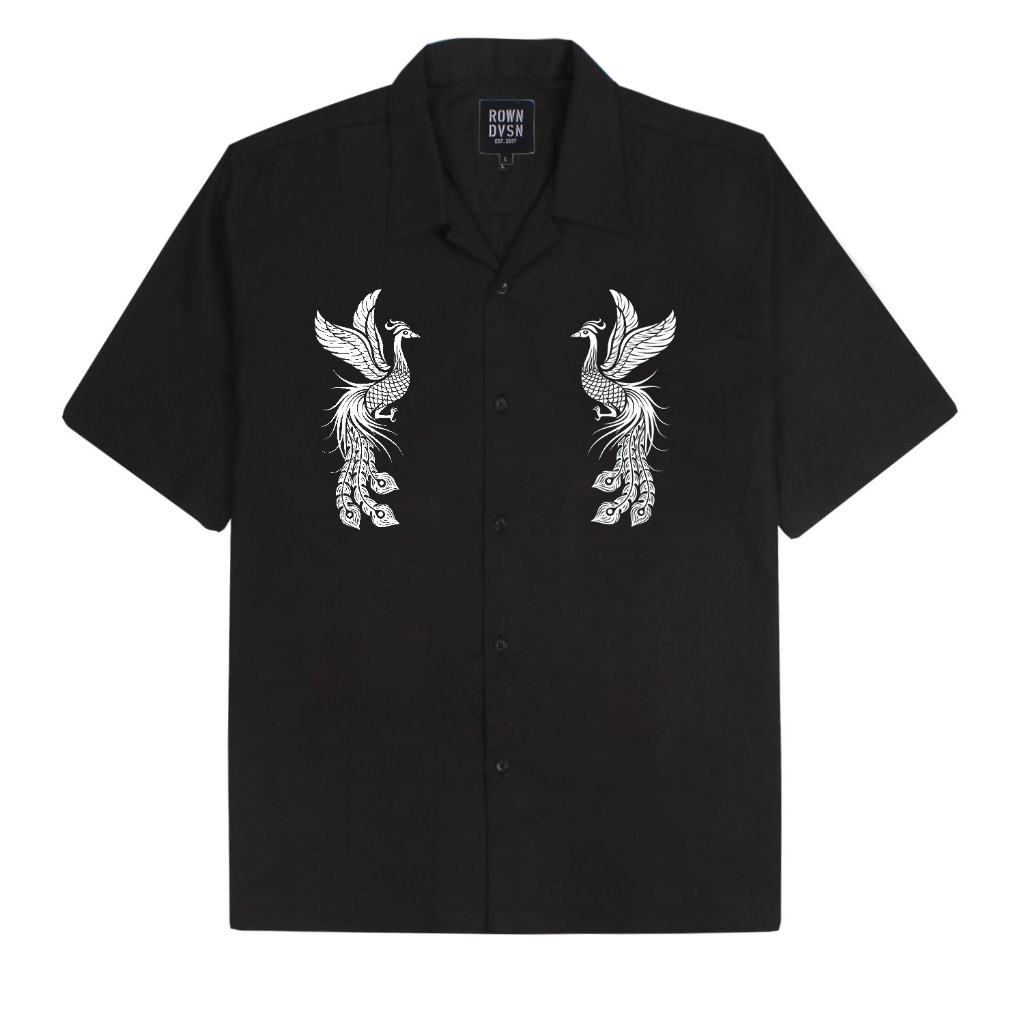 Kemeja Rown Division Storage Bowling Shirt - Buttonscarvesvsn Phoenix Black Shirt