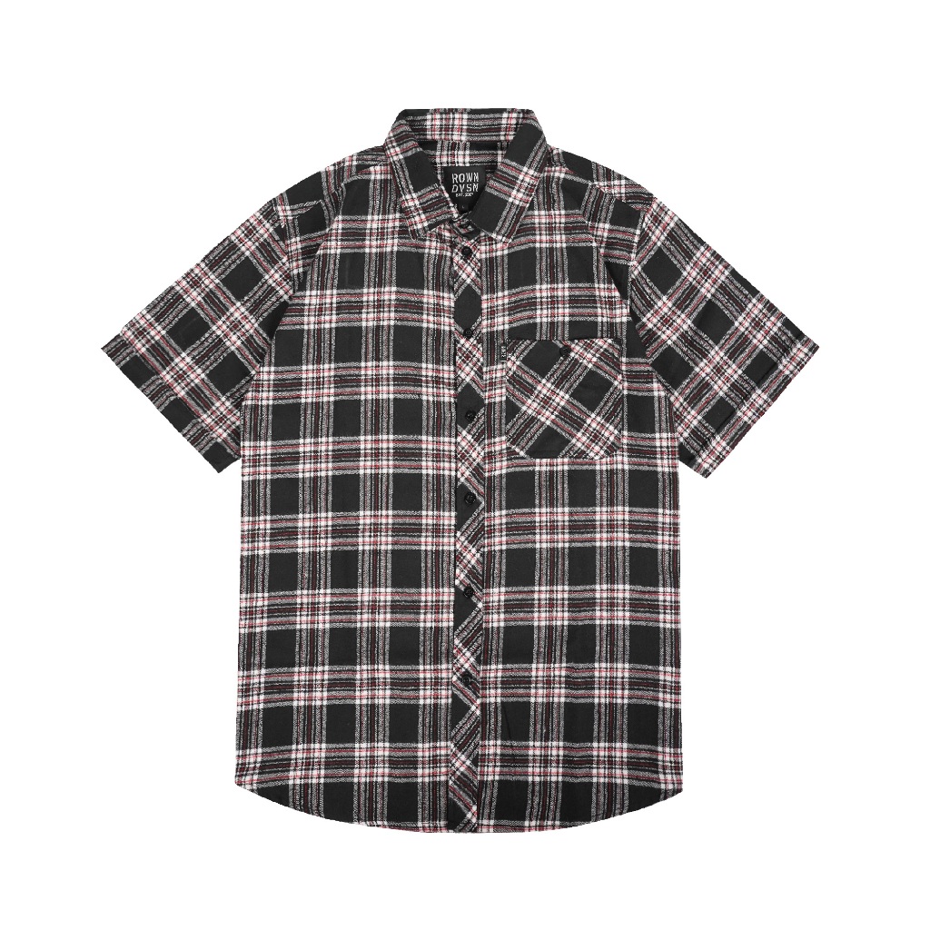 KEMEJA Rown Division Storage Flannel Shirt - Rowndvsn Flannel Shirt Decal สีดํา
