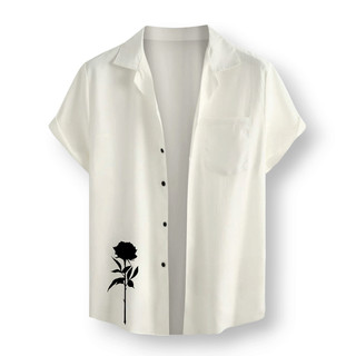 Kemeja Vintage Pria Lengan Pendek Kemeja Polos Pria Dengan Motif Dark Roses Korean Style Terbaru Kemeja casual