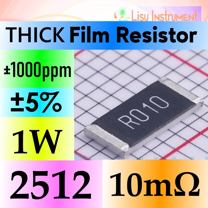 10mΩ 2512 ±5% ตัวต้านทานฟิล์มหนาตัวต้านทานชิป SMD 0.01R R010